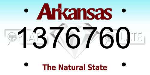 1376760 Arkansas License Plate