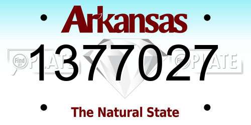 1377027 Arkansas License Plate