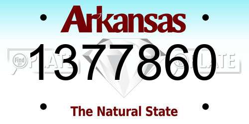 1377860 Arkansas License Plate