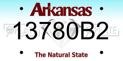 13780B2 Arkansas License Plate