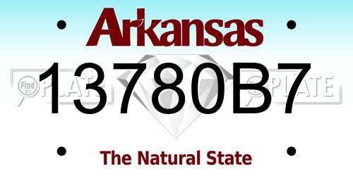 13780B7 Arkansas License Plate
