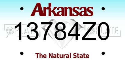 13784Z0 Arkansas License Plate