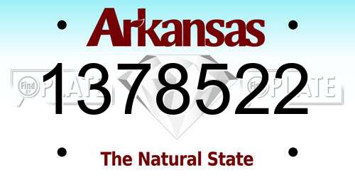 1378522 Arkansas License Plate