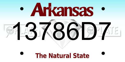 13786D7 Arkansas License Plate