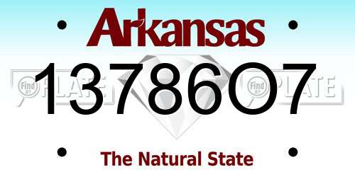 13786O7 Arkansas License Plate