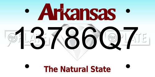 13786Q7 Arkansas License Plate