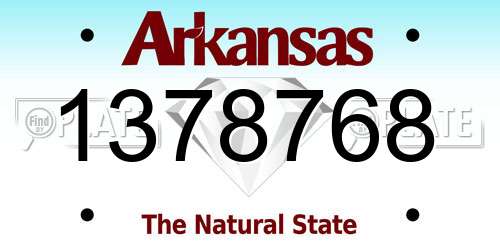 1378768 Arkansas License Plate