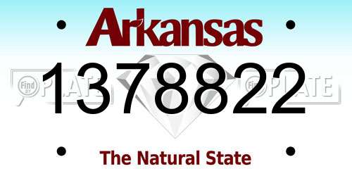 1378822 Arkansas License Plate
