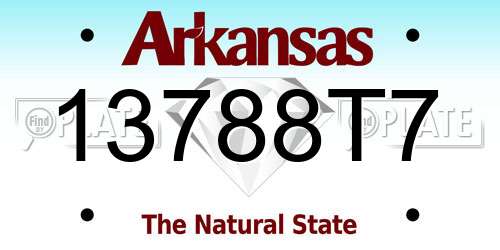 13788T7 Arkansas License Plate