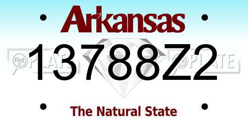 13788Z2 Arkansas License Plate