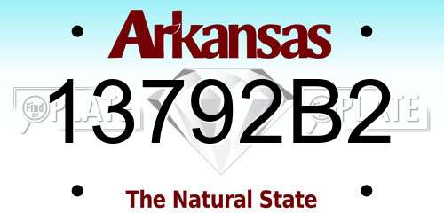 13792B2 Arkansas License Plate