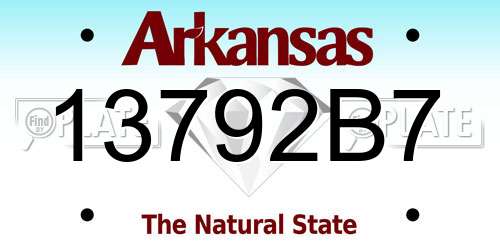 13792B7 Arkansas License Plate
