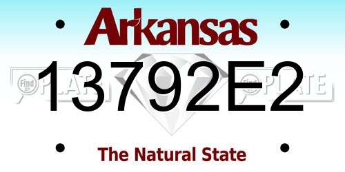 13792E2 Arkansas License Plate