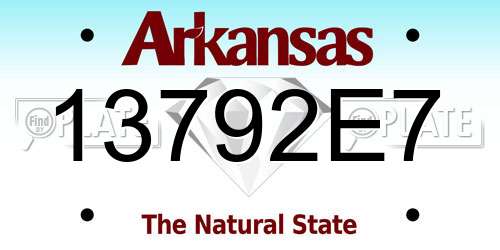 13792E7 Arkansas License Plate