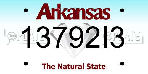 13792I3 Arkansas License Plate