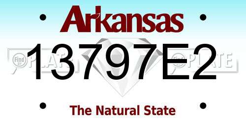 13797E2 Arkansas License Plate