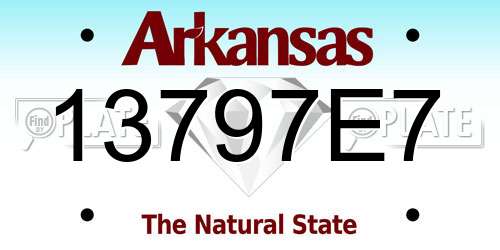 13797E7 Arkansas License Plate