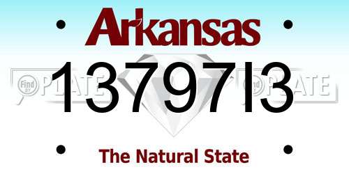 13797I3 Arkansas License Plate