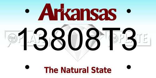 13808T3 Arkansas License Plate