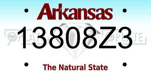 13808Z3 Arkansas License Plate