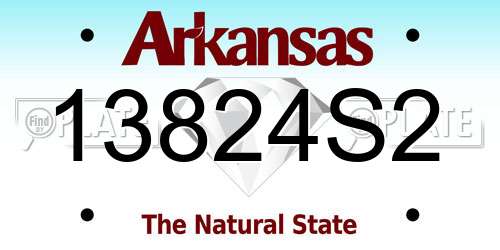 13824S2 Arkansas License Plate