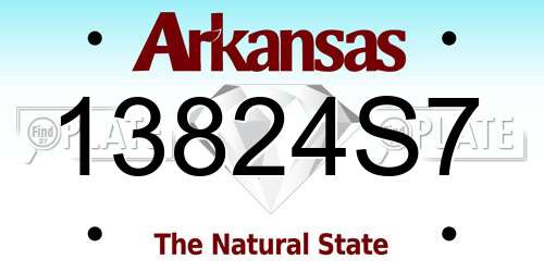 13824S7 Arkansas License Plate