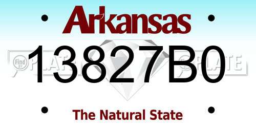 13827B0 Arkansas License Plate