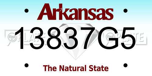 13837G5 Arkansas License Plate