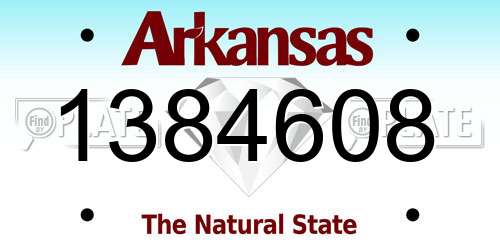 1384608 Arkansas License Plate