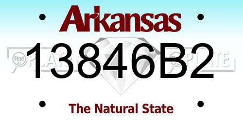 13846B2 Arkansas License Plate
