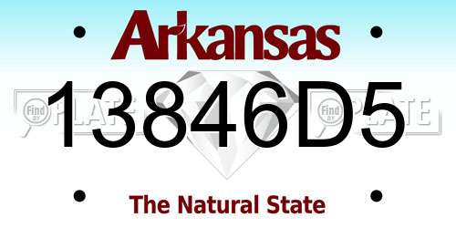 13846D5 Arkansas License Plate