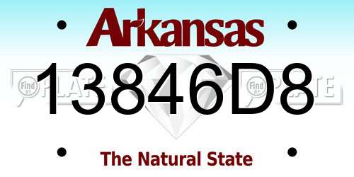 13846D8 Arkansas License Plate
