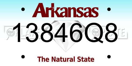 13846Q8 Arkansas License Plate