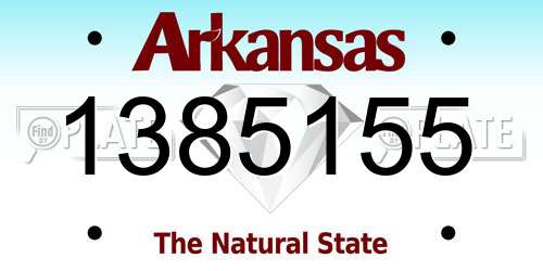 1385155 Arkansas License Plate