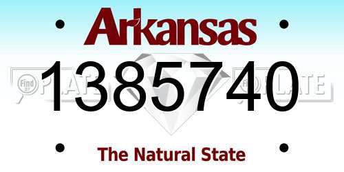 1385740 Arkansas License Plate