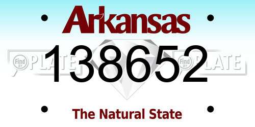 138652 Arkansas License Plate