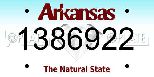 1386922 Arkansas License Plate