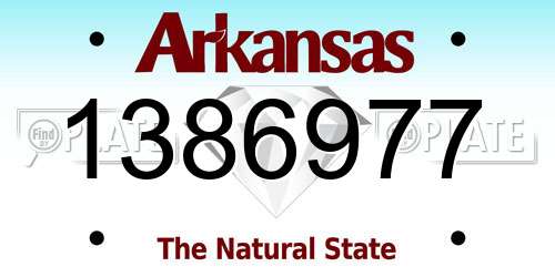 1386977 Arkansas License Plate