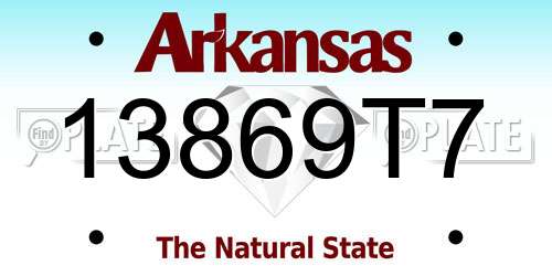 13869T7 Arkansas License Plate