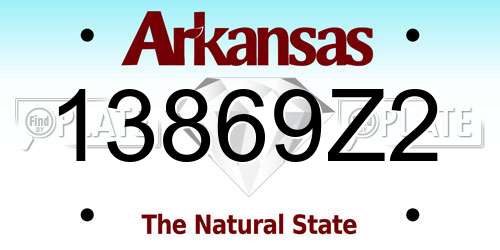 13869Z2 Arkansas License Plate
