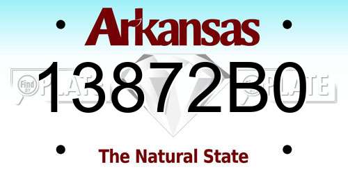 13872B0 Arkansas License Plate