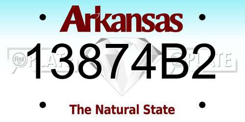 13874B2 Arkansas License Plate