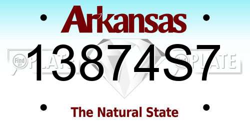 13874S7 Arkansas License Plate