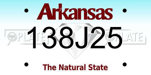 138J25 Arkansas License Plate