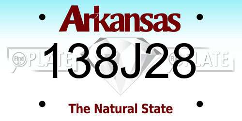 138J28 Arkansas License Plate