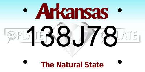 138J78 Arkansas License Plate
