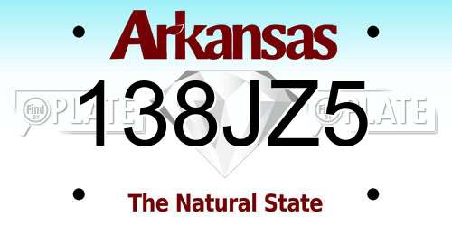 138JZ5 Arkansas License Plate