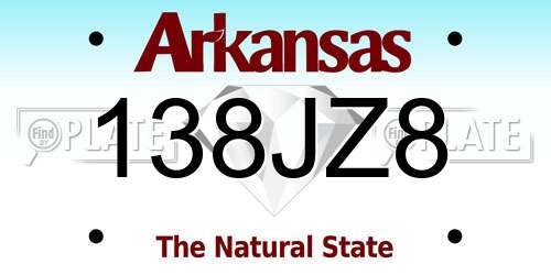 138JZ8 Arkansas License Plate