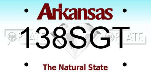 138SGT Arkansas License Plate