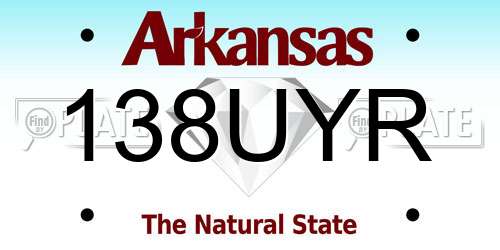 138UYR Arkansas License Plate